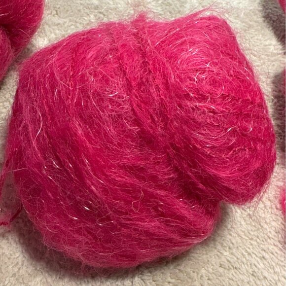 Kranenburg BV Sparkling Yarn 3 Skeins Holland Wool Viscose Nylon Hot Pink - Picture 5 of 5